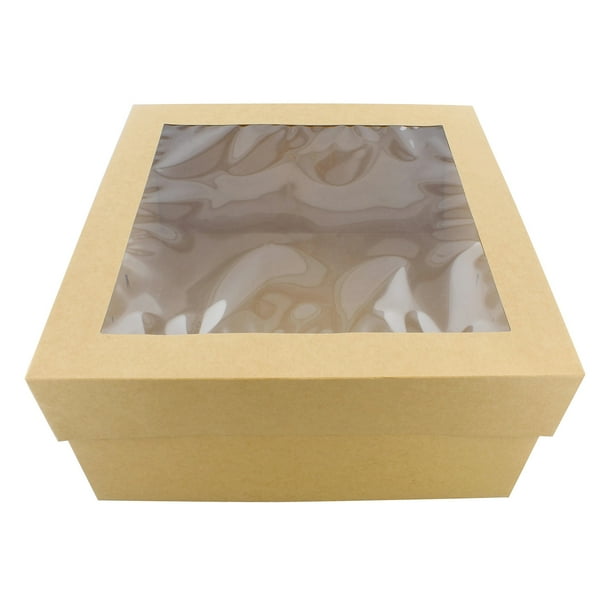 Spec101 Cake Boxes with Window 25Pack 12” x 12” x 6” Inch Brown