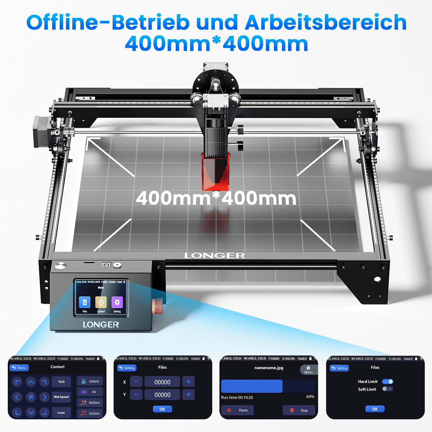 Longer RAY5 10W Laser Engraving Machine with 3.5 Inch Touch Screen, 60W DIY laser cutting machine for custom design, laser engraving machine for wood and metal, acrylic, leather, glass, etc.