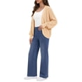 thumbnail image 3 of Asklazy Women's Loose Knit Lantern Seleeve Ribbed Sweater Open Front Caridigan,Beige,2XL, 3 of 8