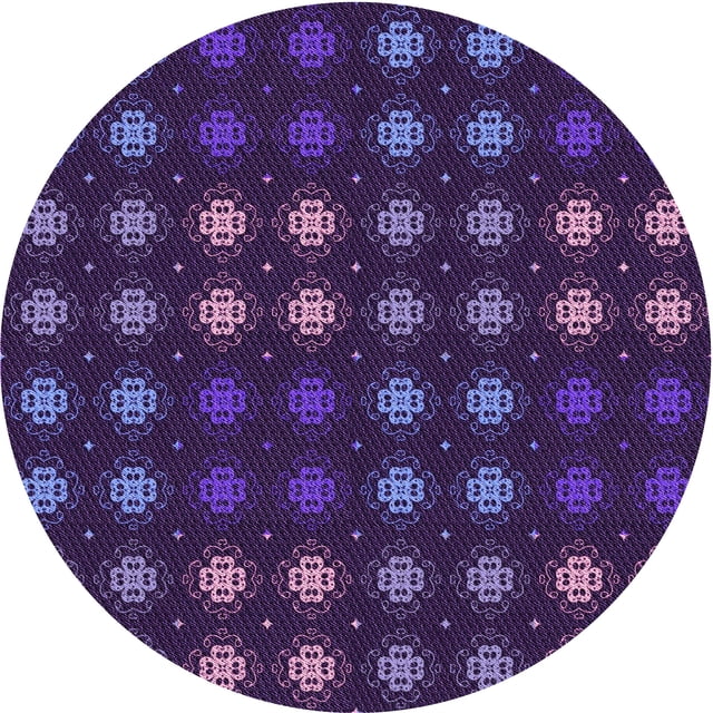 Ahgly Company Tapis Rond Lavable en Machine Intérieur Transitionnel Violet Foncé, 5 Pieds Rond