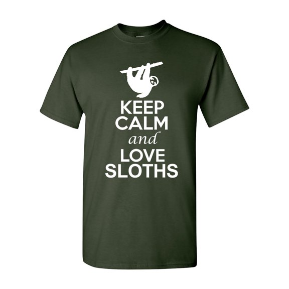 Keep Calm And Love Sloth Animal Lover DT Adult T-Shirt Tee