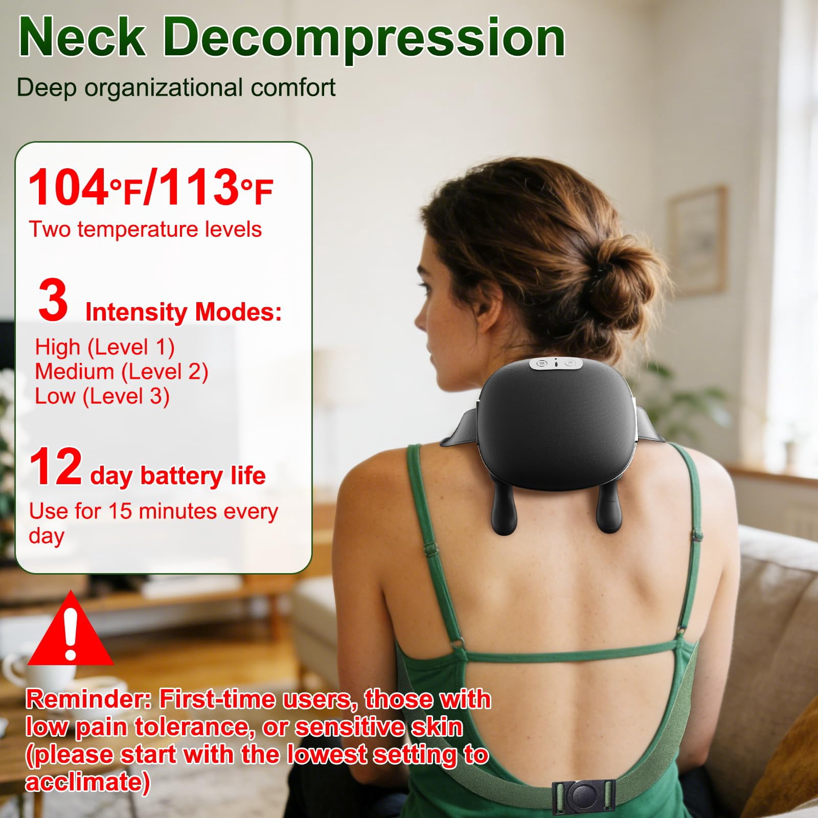 Bionic Finger Deep Tissue Neck Massager for Pain Relief – Cordless Portable Shiatsu Shoulder Massager with Heat & Compression for Home Office Car Travel