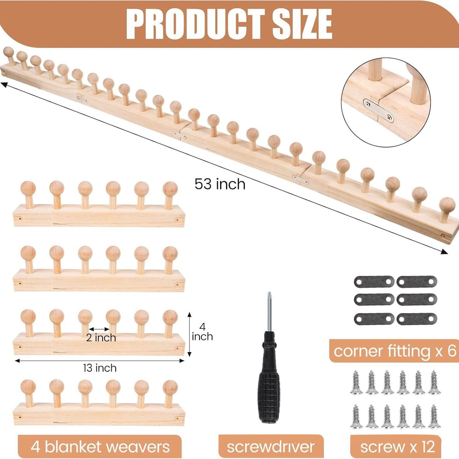 Wooden Yarn Knitting Machine with Adjustable Length for Crafting Blankets and Shawls DIY Handmade Crochet Tool