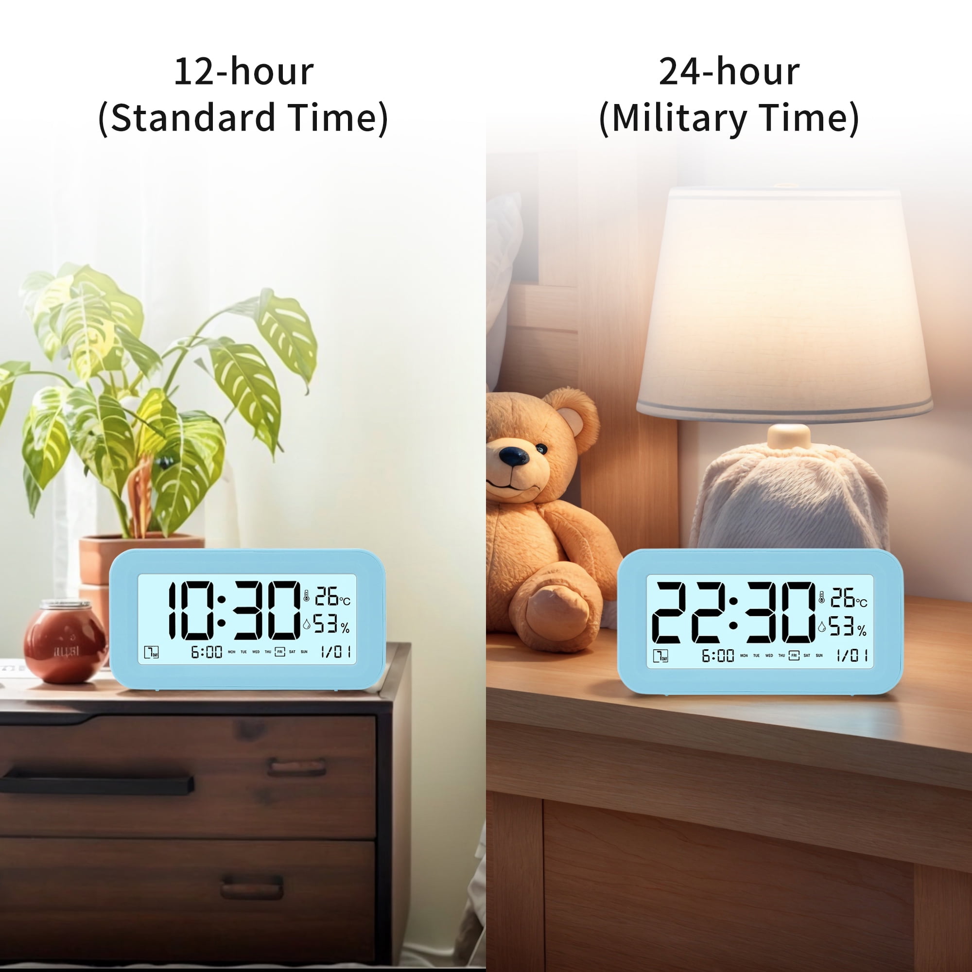 Unique Bargains Adjustable Volume Electric Alarm Clock Purple 5.7"L x 2.0"W x 3.3"H
