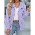 thumbnail image 4 of Women'S Long Sleeve Full Zip Soft Warm Fleece Jacket Light Purple XXL, 4 of 7