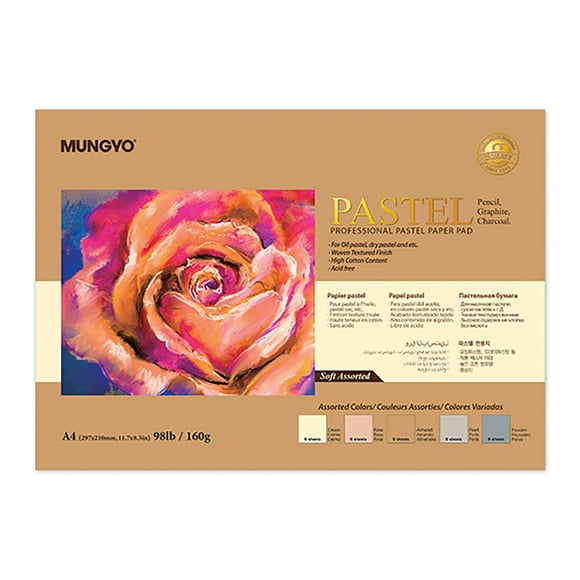 Bloc de papel pastel MUNGYO A4, 30 hojas, 160 g/m², varias blandas