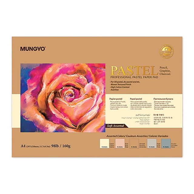 Bloc de papel pastel MUNGYO A4, 30 hojas, 160 g/m², varias blandas