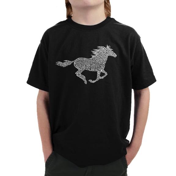 LA Pop Art Boy's Word Art T-shirt - Horse Breeds