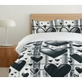 thumbnail image 4 of Ambesonne Hearts Duvet Cover Set, Monochrome Love Art on Plaid, Twin, Dark Violet Blue Eggshell, 4 of 4