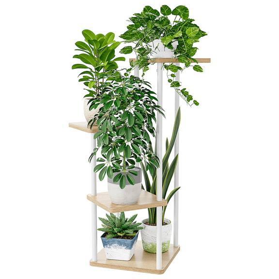 Bamworld Small Plant Stand Indoor 4 Tier Metal Plant Shelf for Multiple Plants Corner Flower Stand for Patio Garden Balcony Living Room Bedroom