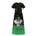 thumbnail image 6 of Uourmeti Saint Patrick Elephant Print Dress for Girls Short Sleeve Loose Casual Holiday Dresses Elegant Maxi Floor Length A-Line Dress, Size 13-14 Years, 6 of 7