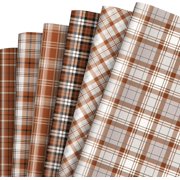 12 Sheet Fall Gift Wrapping Paper 6 Design Orange Buffalo Plaids Printed Wrapping Sheet Autumn Theme Decorative Art DIY Craft Paper for Fall Celebration Gift Packing, 19.7 x 27.6 Inch