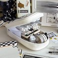 thumbnail image 4 of Stationery Holder Checkerboard Pencil Bag Desktop Storage Stationery Box Large Capacity Pencil Pouch Zipper Waterproof white, 4 of 5