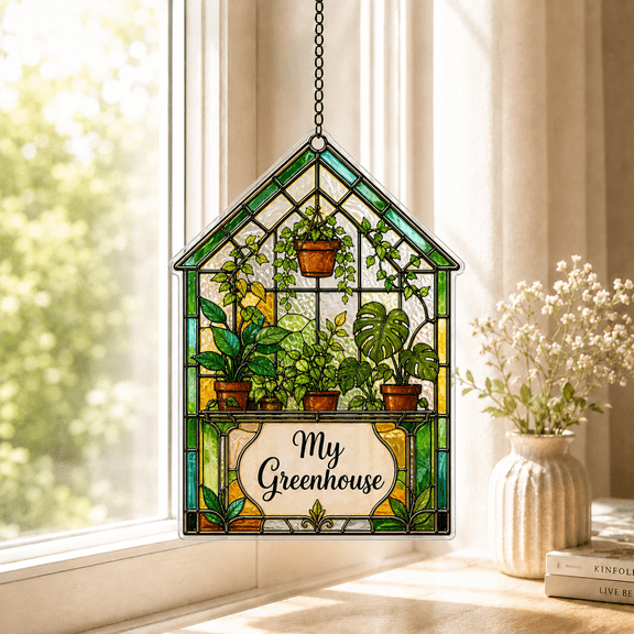 Greenhouse Suncatcher Acrylic Window Hanging Plant Window Decor for Garden Lovers
