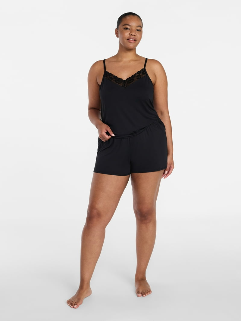 Joyspun Women's Dreamy Soft Collection Lace Trim Knit Cami and