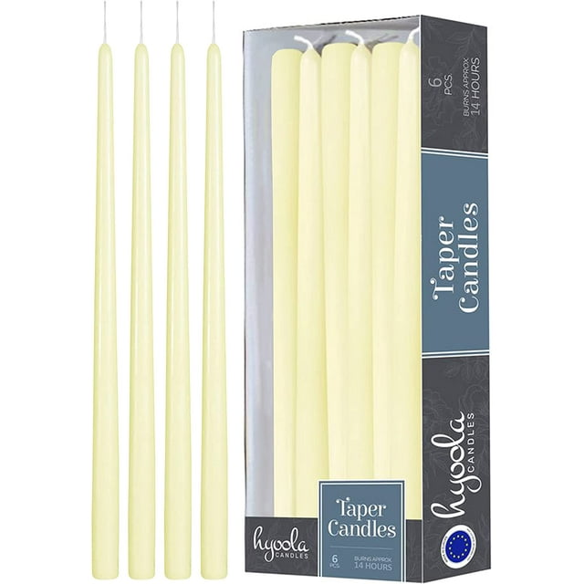 Hyoola Tall Taper Candles - 16 Inch Ivory Unscented Dripless Taper Candles - 14 Hour Burn Time - 8 Pack