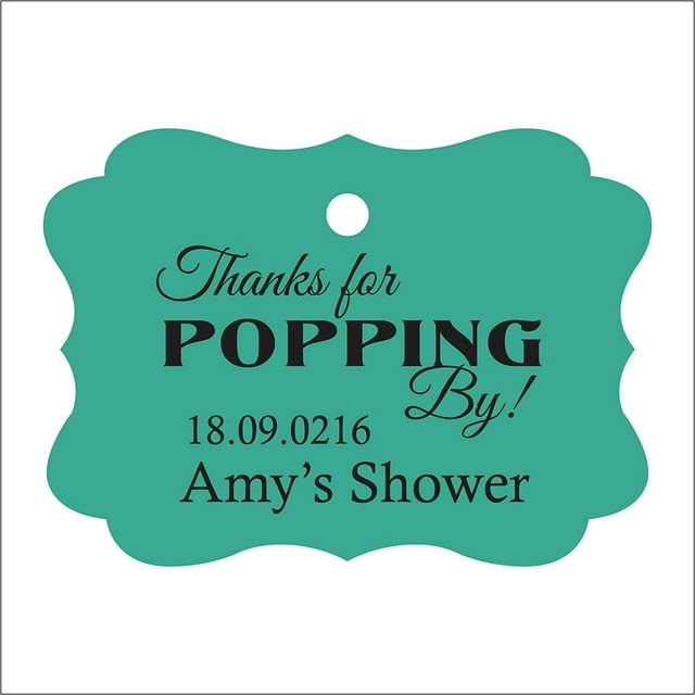 100 PCS Personalized Baby Shower Favors Tags Custom Quote Thank You For Popping By Baby Shower Gift Hang Tags