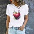thumbnail image 4 of Fartey Women Valentine's Day Short Sleeve Tops Casual Loose Summer T Shirts Soft Stretch Crew Neck Tee Shirt Fashion Cute Heart Graphic Tees 2025 White S-3XL, 4 of 5