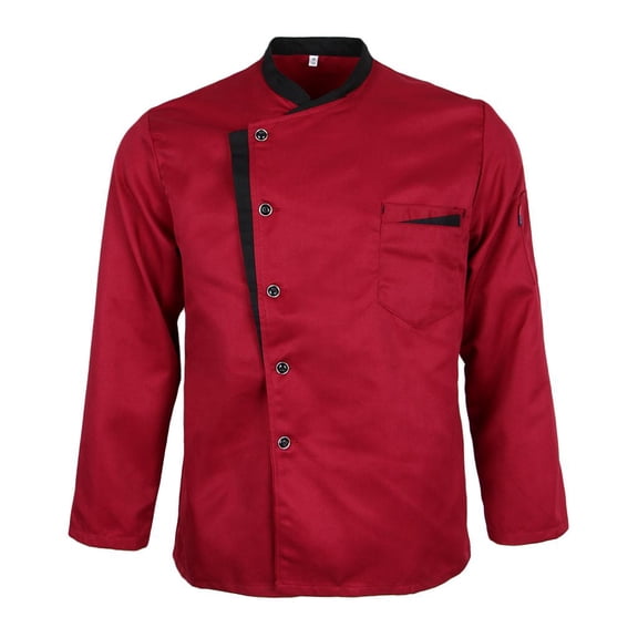 Yunhgft Chef coat, cook shirt, long sleeves, chef clothes, cook coat, kitchen workwear, A Red XL