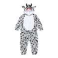 thumbnail image 4 of SIYUDAN Kids Animal Onesie Pajamas Long Sleeve Zip up 3D Ears Hooded Romper Bodysuit Boys Christmas Pajamas Cow Onesie for Girls Boys Matching Sleepwear Set 7-8 Years, 4 of 5