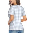 thumbnail image 2 of Goofa Blue Checkboard Pattern Women's Slim-Fit Short-Sleeve V-Neck T-Shirt,Classic-Fit Short-Sleeve V-Neck T-Shirt-3X-Large, 2 of 5