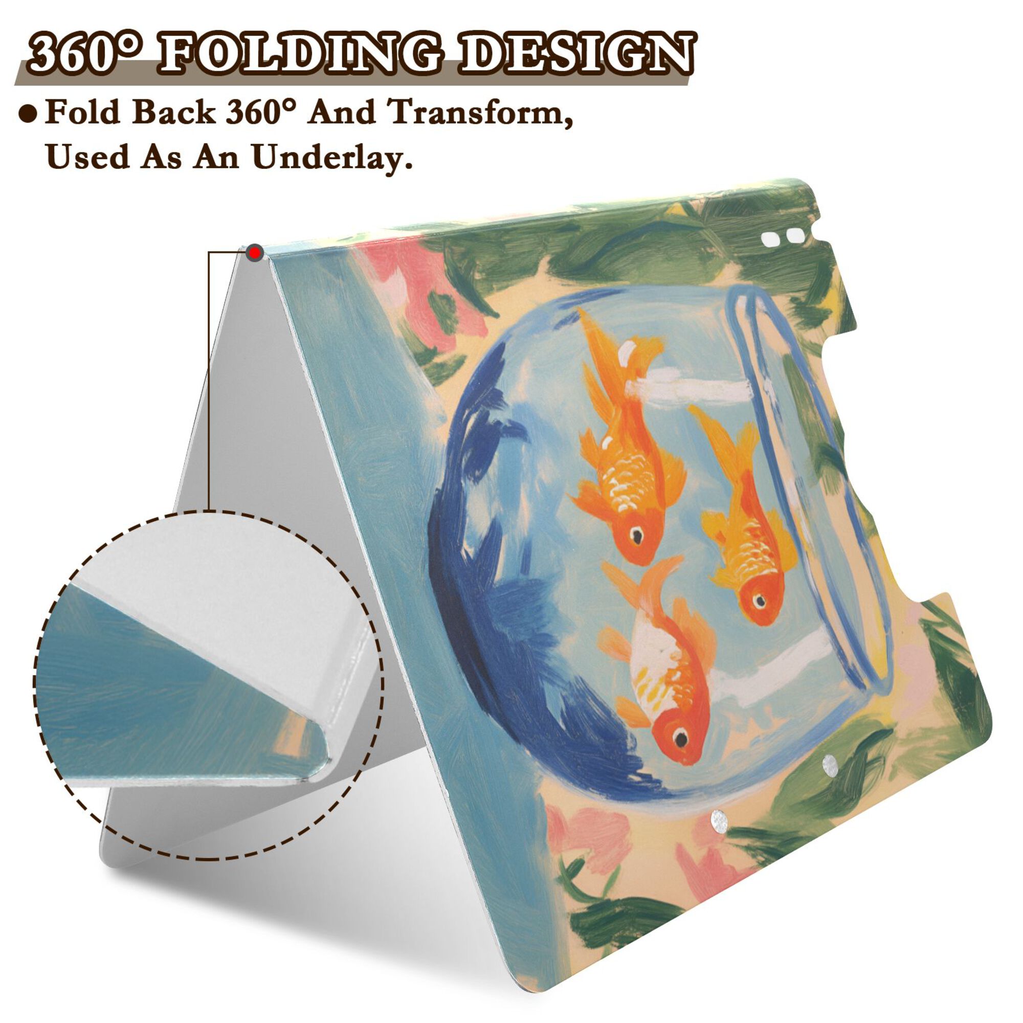 FORMRS A4 Clipboard Folder with Pen Holder Horizontal Foldable School Office Binder, Blue Goldfish Bowl
