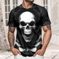 thumbnail image 5 of Yopmin Skull Shirts for Men Crewneck Graphic Short Sleeve T-Shirt Gothic Skull Print Tops for Daily Wear Themed Party, 5 of 7