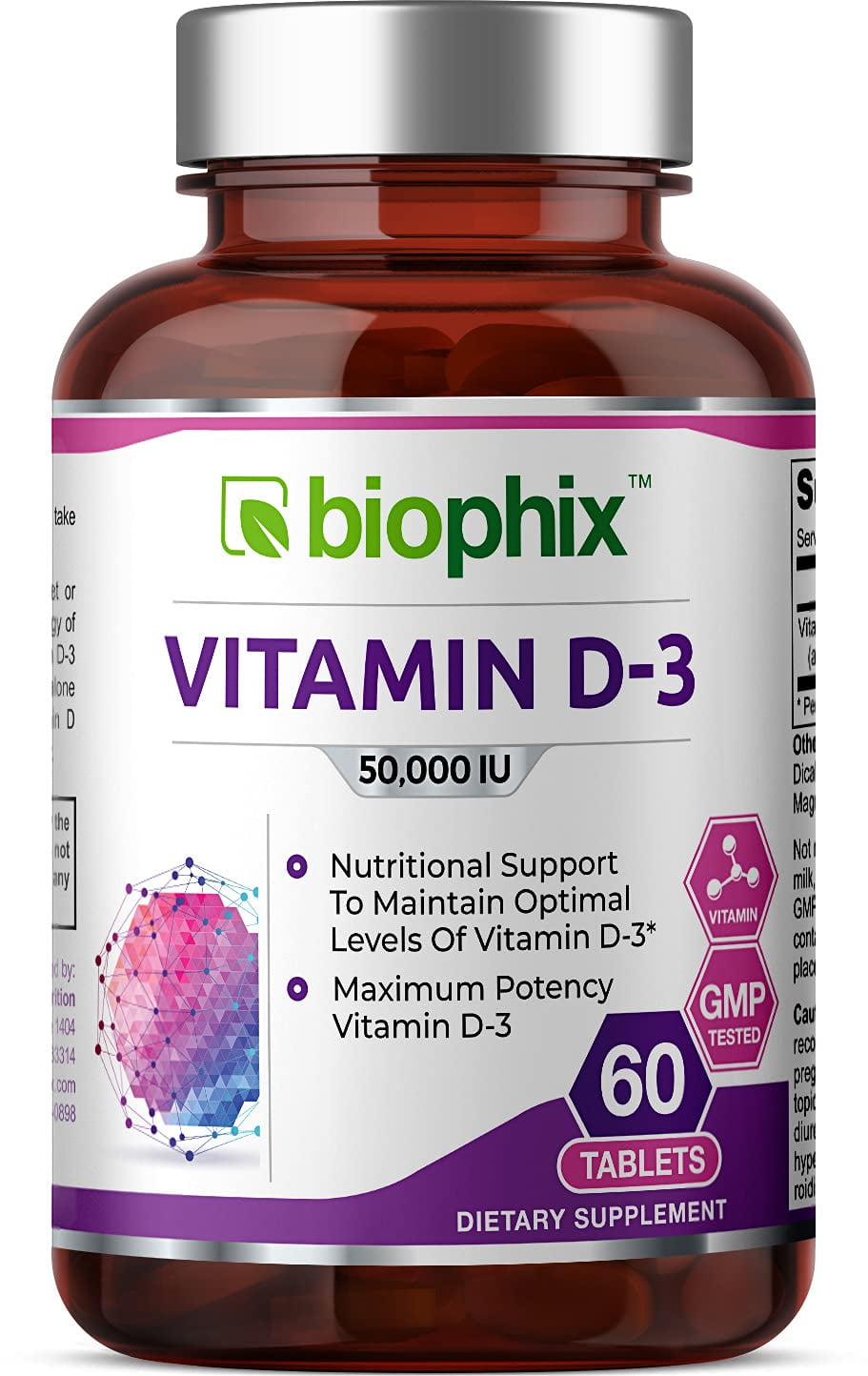 Vitamin D-3 50000 IU 60 Tablets - High-Potency Supports Strong Bones ...