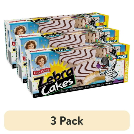 (3 pack) Little Debbie Big Pack Zebra Cakes, 18.4 oz (6 count)