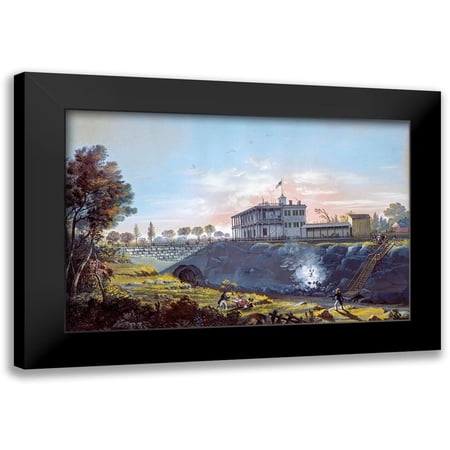 Calyo, Nicolino 14x11 Black Modern Framed Museum Art Print Titled - View of the Tunnel of the Harlem Railroad