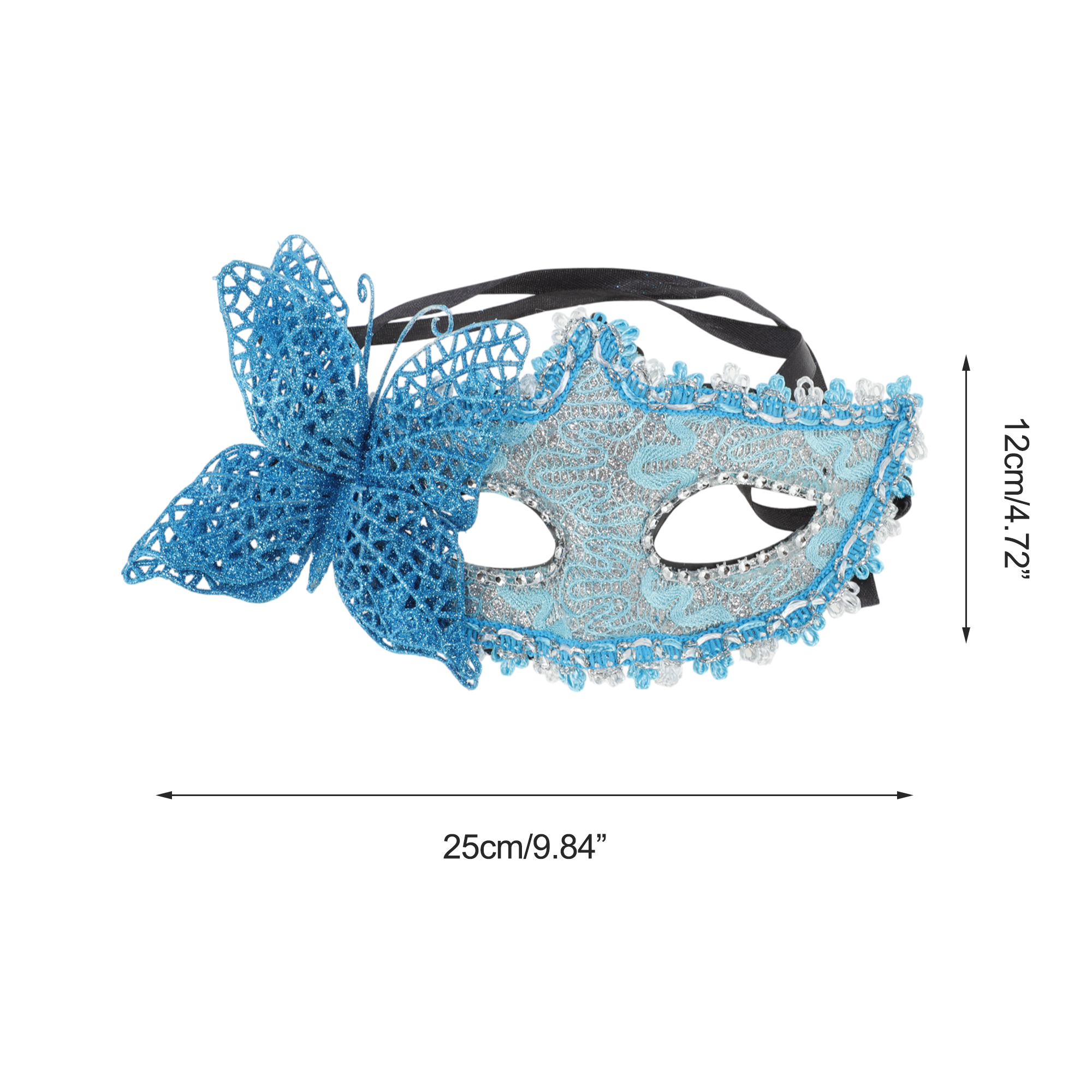 Unique Bargains 1 Pack Elegant 3D Butterfly Half Face Party Mask Blue