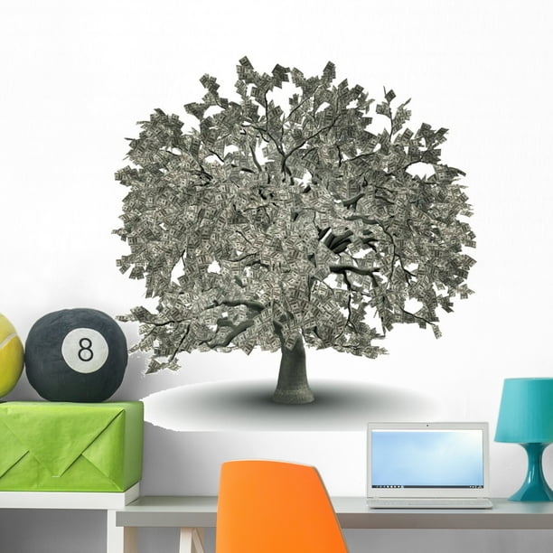 100 Dollar Tree Wall Decal by Wallmonkeys Peel and Stick Graphic (36 in