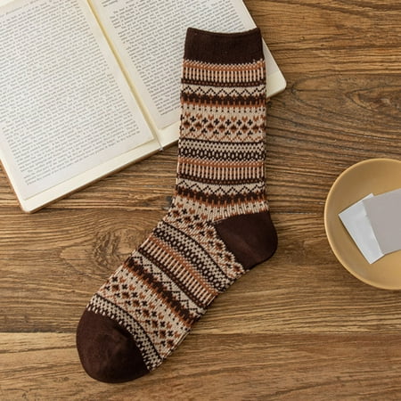 

Women Socks Winter Women Fashion Vintage Multicolor Curve Pattern Ethnic Socks Christmas Gifts Socks for Women