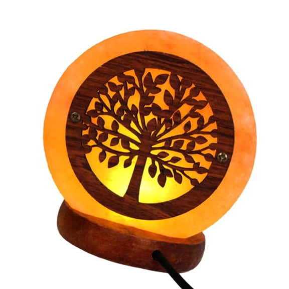 LED Atmosphere Lamp Table Light Home Bedroom Decoration Crystal Salt Rock Lamp with Wood Base Relaxation Lighting