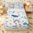 thumbnail image 2 of Erosebridal Doodle Rainbow Dinosaur Zipper Queen Comforter Set with Fitted Sheet and 2 Pillowcases,Stars Unicorn Cloud Zipper Bedding Set,Pastel Blue,4 Pieces,Reversible, 2 of 6