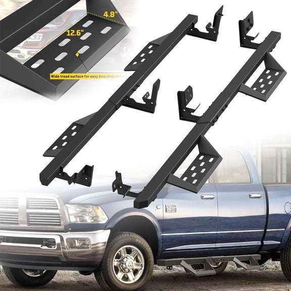 2 pcs Running Boards Fit for 2009-2018 Dodge Ram 1500 Crew Cab & 2019-2024 Classic 4 Door Side Steps & 2010-2026 Ram 2500/3500 Classic Nerf Bars Side Steps