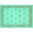 thumbnail image 1 of Ahgly Company Machine Washable Indoor Rectangle Oriental Turquoise Blue Traditional Area Rugs, 2' x 4', 1 of 4