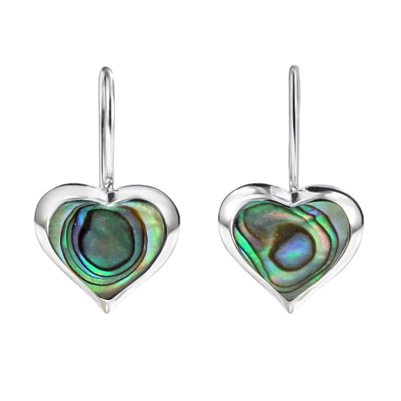 AeraVida Ocean Colors Love and Romantic Hearts Abalone Seashell Inlay on Sterling Silver | Ear Fish Hook Lock Earrings | Casual Fashion Jewelry Gifts for Female