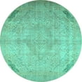 thumbnail image 1 of Ahgly Company Machine Washable Indoor Round Persian Turquoise Blue Traditional Area Rugs, 6' Round, 1 of 4