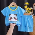 thumbnail image 2 of TOWED22 Toddler Baby Boy Summer Outfit Short Sleeve T-Shirt Tops Elastic Drawstring Shorts Set Baby Boys Clothes Blue,3-4 Y, 2 of 4