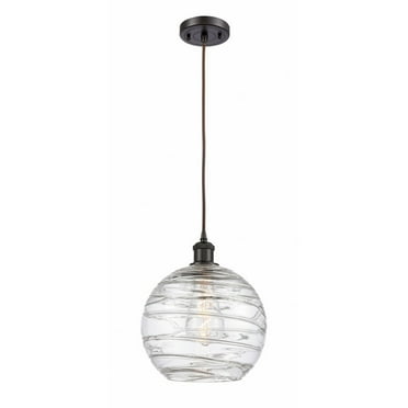 516-1P-OB-G1213-10-LED-Innovations Lighting-Athens Deco Swirl - 3.5W 1 LED Cord Hung Mini Pendant In Industrial Style-13 Inches Tall and 10 Inches