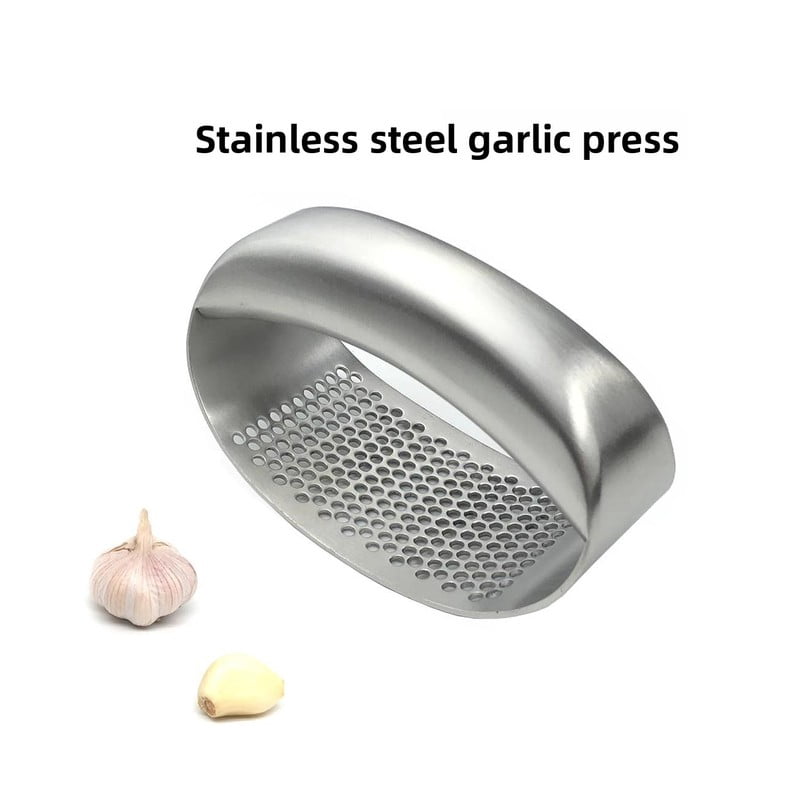 Stainless steel garlic press, manual ring garlic masher, household stainless steel garlic press, garlic crusher, garlic masher