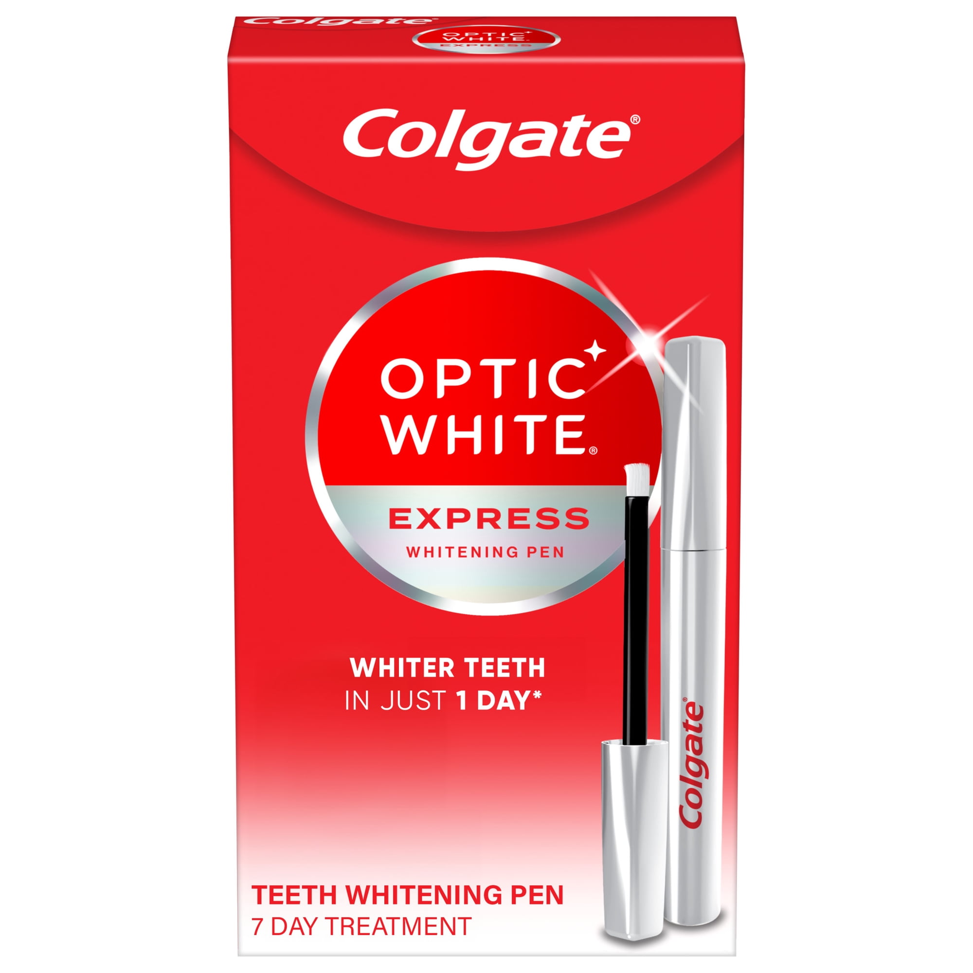 Colgate Optic White Express Teeth Whitening Pen with Hydrogen Peroxide for Whiter Teeth in 1 Day, 0.08 OZ