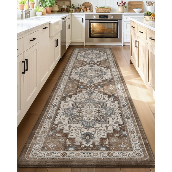 Color&Geometry Tapis de Cuisine Anti-Fatigue pour Sol 24x87, Décor Vintage, Facile à Nettoyer, Imperméable et Résistant à l'Huile, Coussin Épais de 0,4 Pouces, Antidérapant pour Cuisine