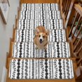 thumbnail image 2 of Black Leaf Striped Stair Treads Non Slip for Steps Summer Botanical Vertical Natural Stripes 4 Pcs Reusable Adhesive Stair Runner Mats for Dogs Elders Carpet Treads Rugs for Staircase 8x30 In, 2 of 9