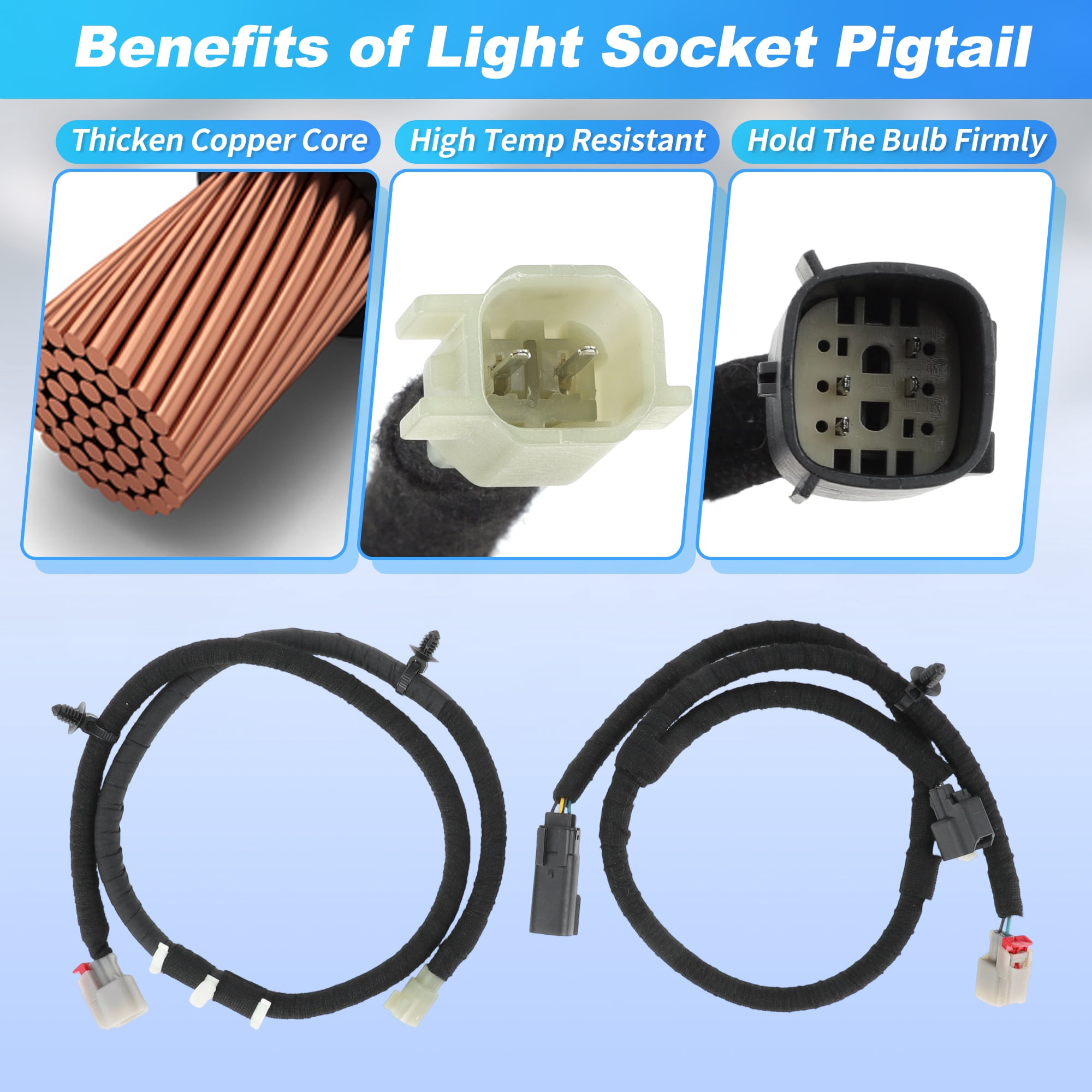 2 Set Truck Rear Cargo Box Bed Light Lamp Illumination Wiring Jumper Harness for Ford F-150 Lariat, XLT, STX, XL 2021-2025 Replace ML3Z-14A411-D ML3Z-14A411-F Driver Passenger Side