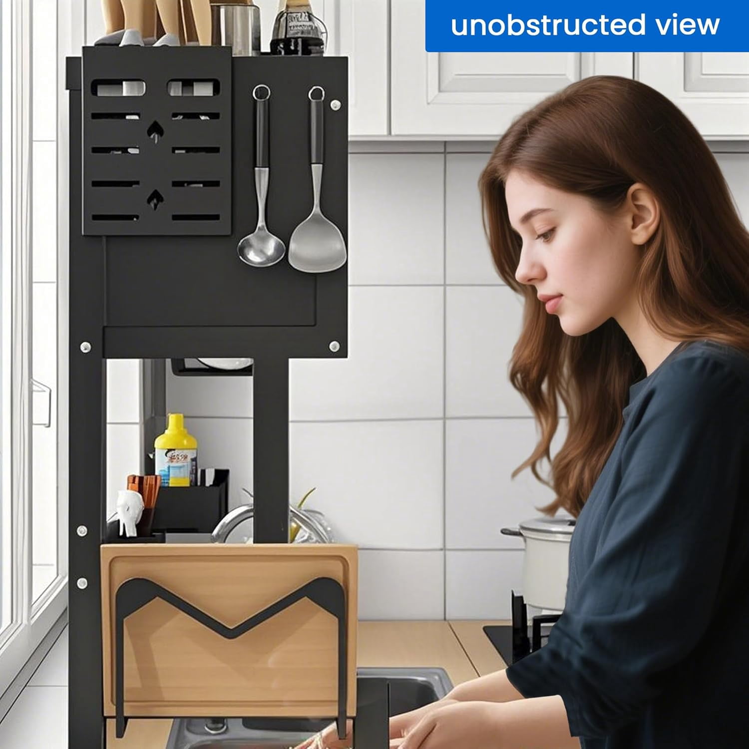 Dish Drying Rack, 3-Tier Over Sink Dish Drying Rack, 33.5" Over Sink Dish Rack for Small Kitchen, Black