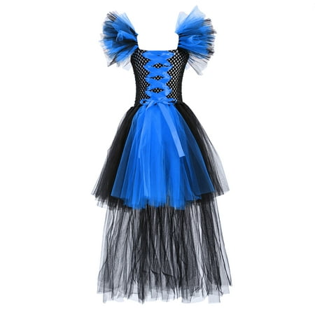 

GWAABD Girl Spring OutfitsPolyester Toddler Kids Baby Girls Magnificent Witch Rainbow Black Gown Fancy Dress Up Party Tutu Dress Tulle Dresses 7-8T