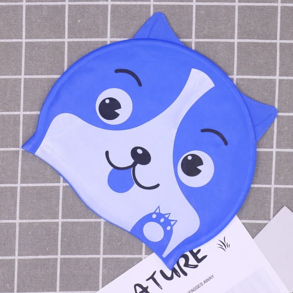 FELTECHELECTR Waterproof Unisex Kids Swim Cap Cartoon Animal Shape Blue for 1-10 Year