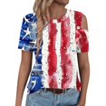 thumbnail image 6 of SELONE Women Casual Tops Patriotic Plus Size Short Sleeve Crewneck Cold Shoulder Memorial Day Apparel Red White Blue Wear Clothes Fourth of July Gifts Activewear S, 6 of 7